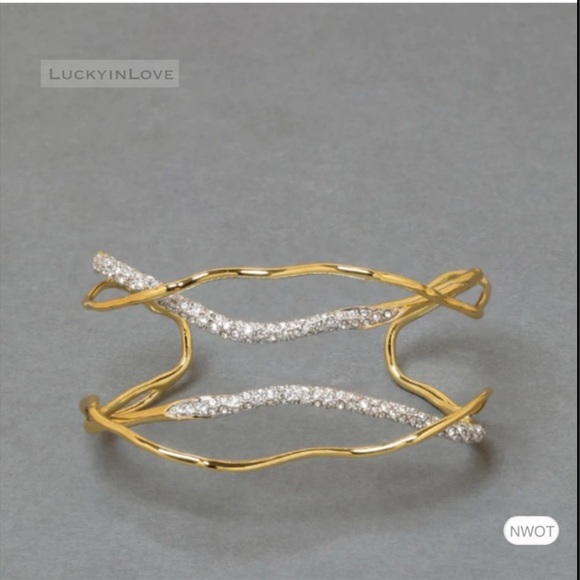 ALEXIS BITTAR • Solanales Gold Silver Crystal Cuff Bracelet - Picture 3 of 16